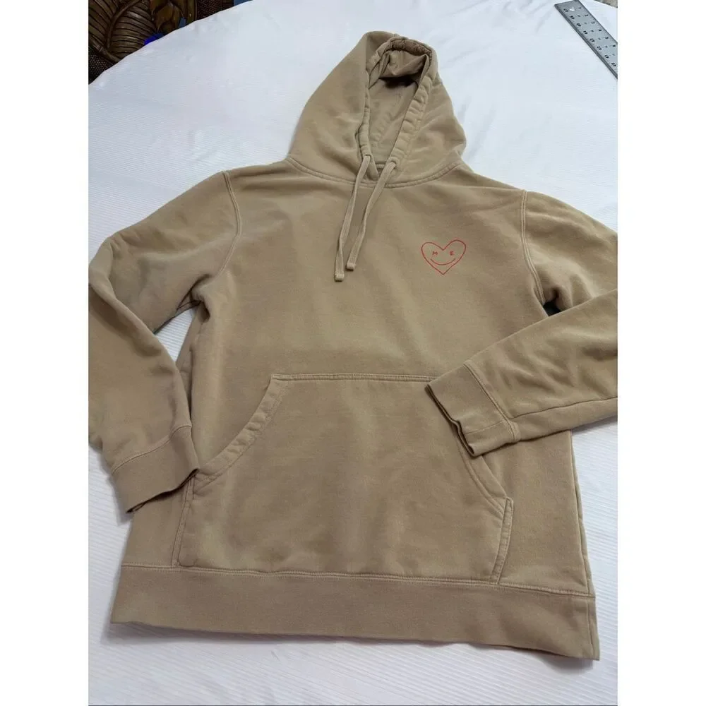 Lonely Ghost Self Love Club Graphic Hoodie Sweater Unisex Tan Size Small